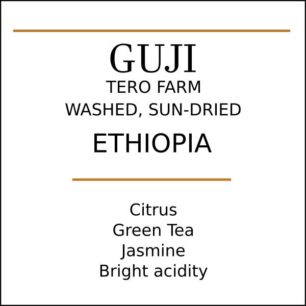 product details for Ethiopia Tero Farm Coffee - flavours of green tea, jasmine, citrus