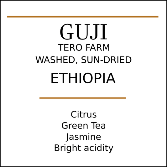 product details for Ethiopia Tero Farm Coffee - flavours of green tea, jasmine, citrus
