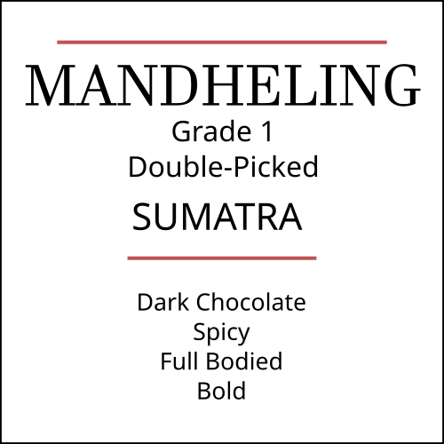Image representing details of the product: Sumatra Mandheling Coffee. Dark Chocolate, Spicy, Bold and full bodied.